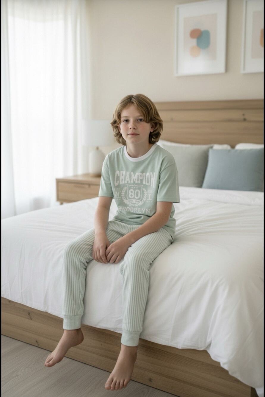 Art Class Kids Green Champion Brooklyn Pajama Set Size Medium 8 NWT